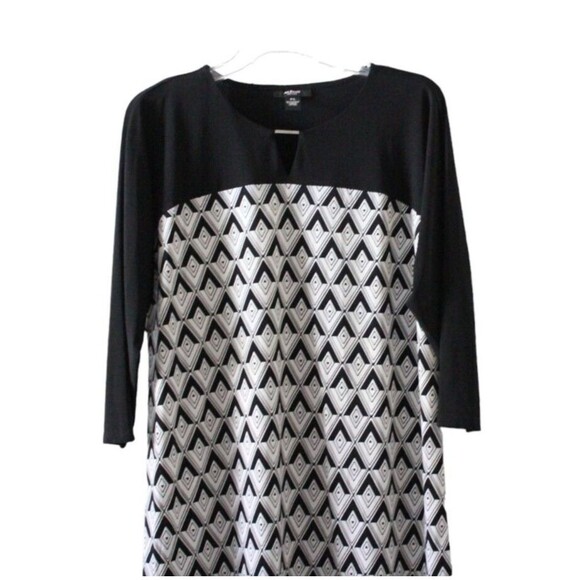 Alfani Dress Black And White Stretchy Geometric Womans Size PL NWT - Picture 1 of 7